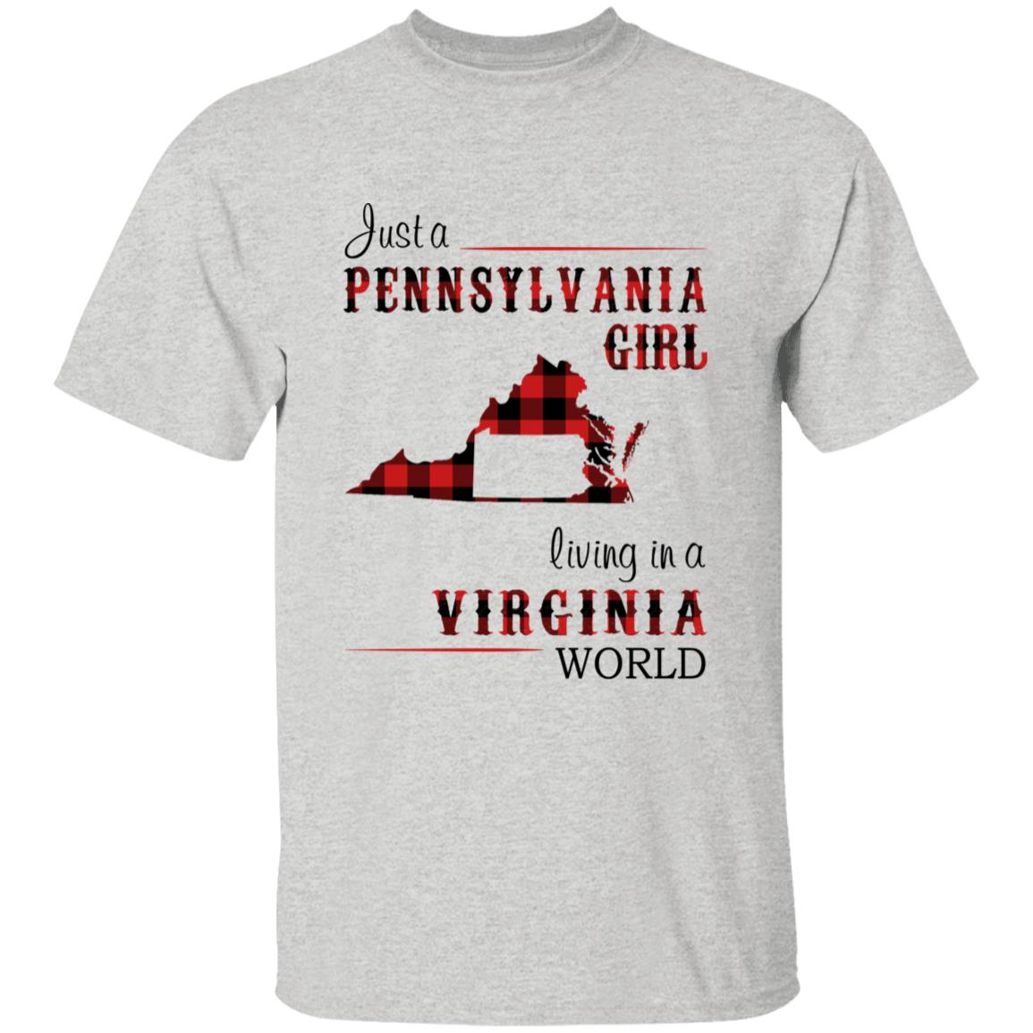 Just A Pennsylvania Girl Living In A Virginia World T-shirt - T-shirt Born Live Plaid Red Teezalo