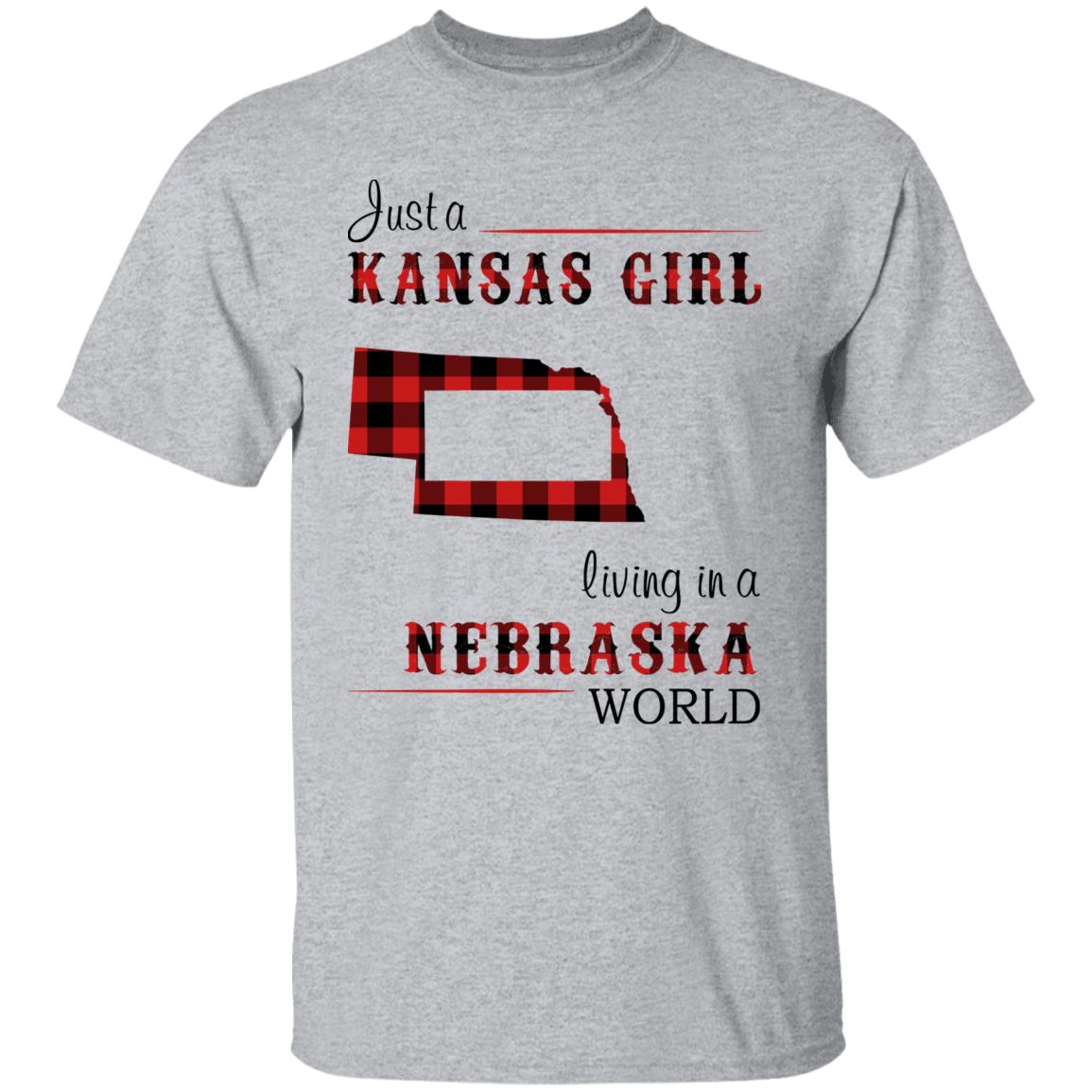 Just A Kansas Girl Living In A Nebraska World T-shirt - T-shirt Born Live Plaid Red Teezalo