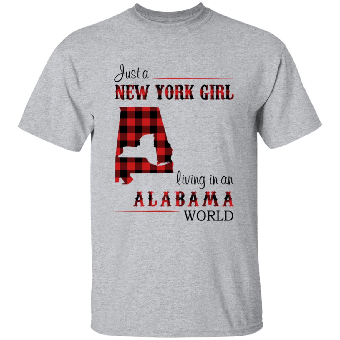 Just A New York Girl Living In An Alabama World T-shirt - T-shirt Born Live Plaid Red Teezalo