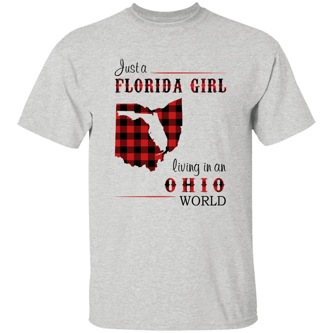 Just A Florida Girl Living In An Ohio World T-shirt - T-shirt Born Live Plaid Red Teezalo