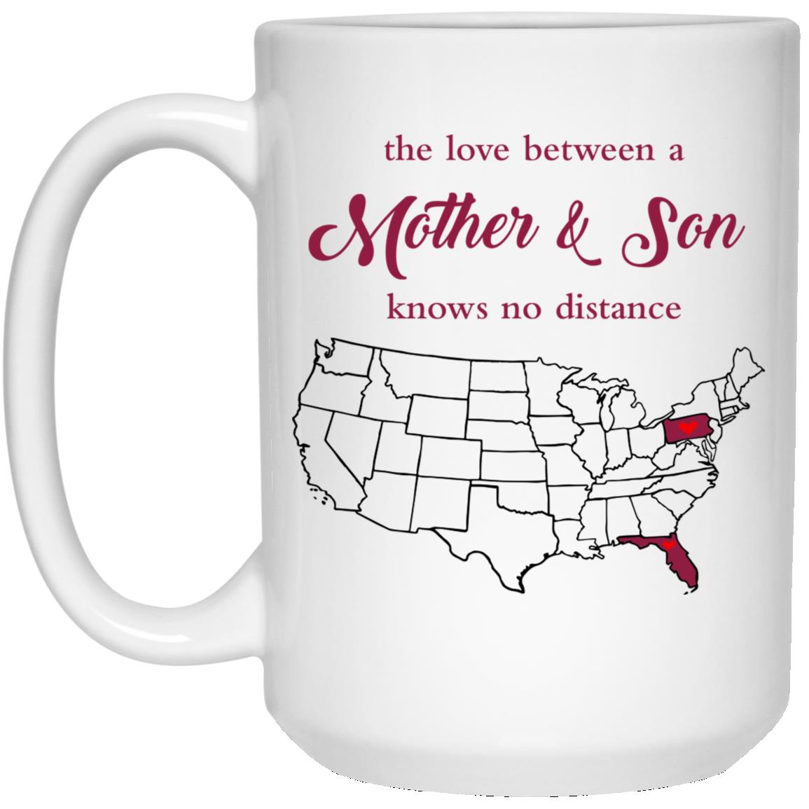 Florida Pennsylvania The Love Between Mother And Son Mug - Mug Teezalo