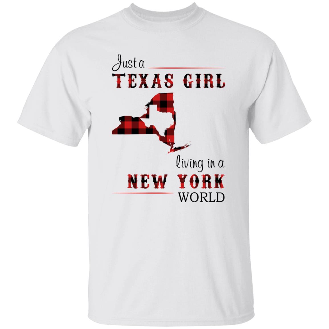 Just A Texas Girl Living In A New York World T-shirt - T-shirt Born Live Plaid Red Teezalo