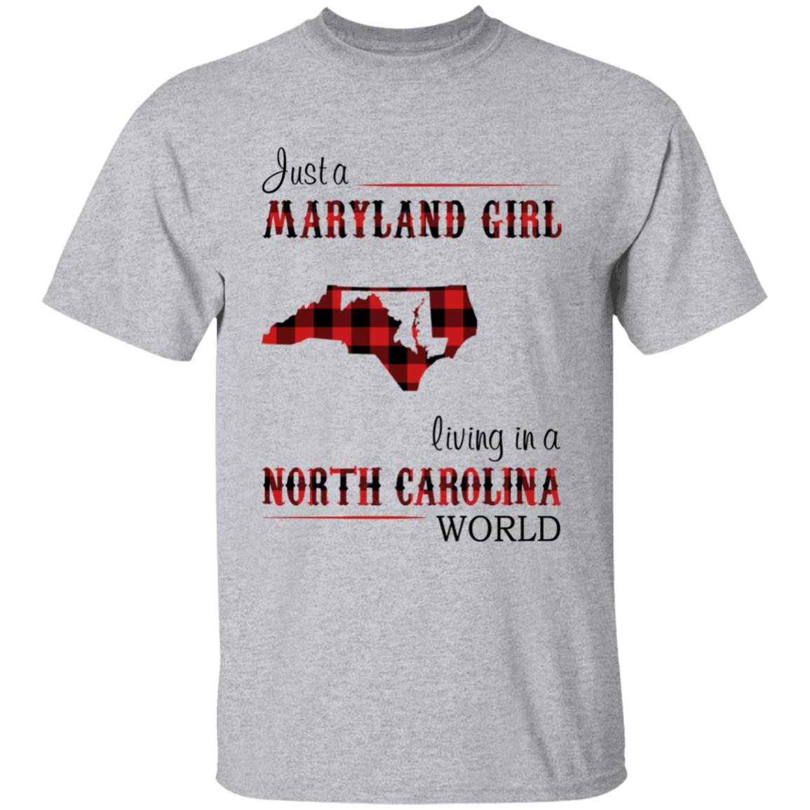 Just A Maryland Girl Living In A North Carolina World T-shirt - T-shirt Born Live Plaid Red Teezalo