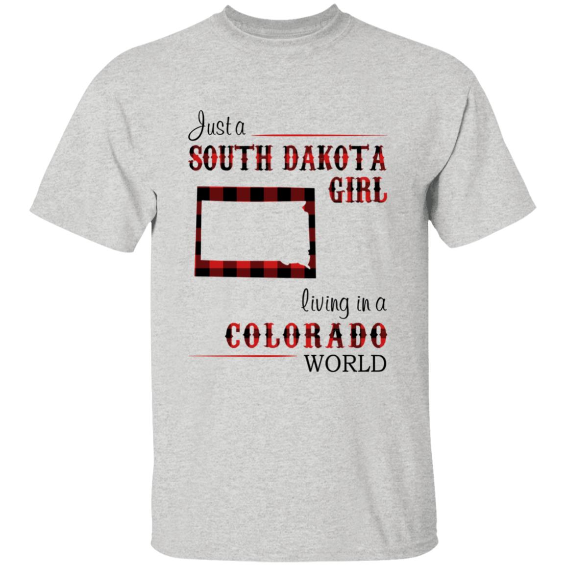 Just A South Dakota Girl Living In A Colorado World T-shirt - T-shirt Born Live Plaid Red Teezalo