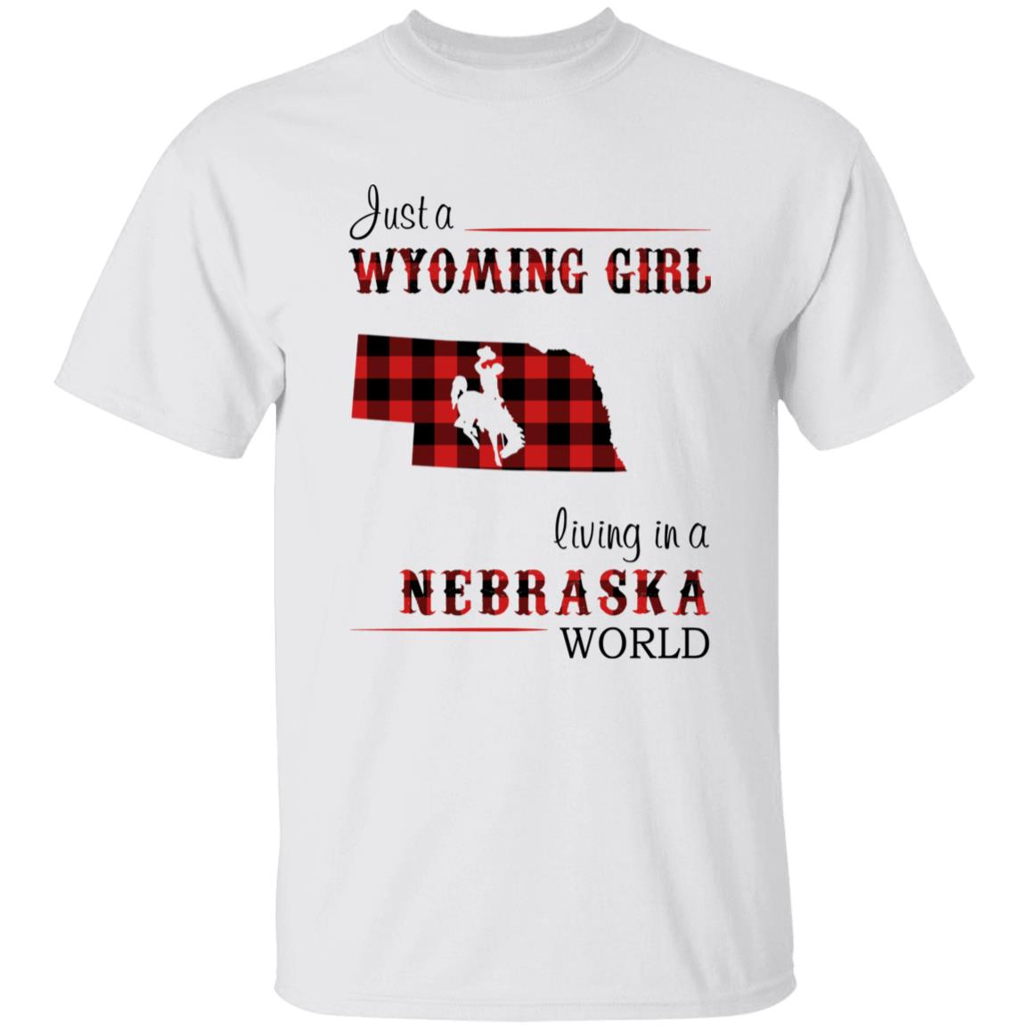 Just A Wyoming Girl Living In A Nebraska World T-shirt - T-shirt Born Live Plaid Red Teezalo