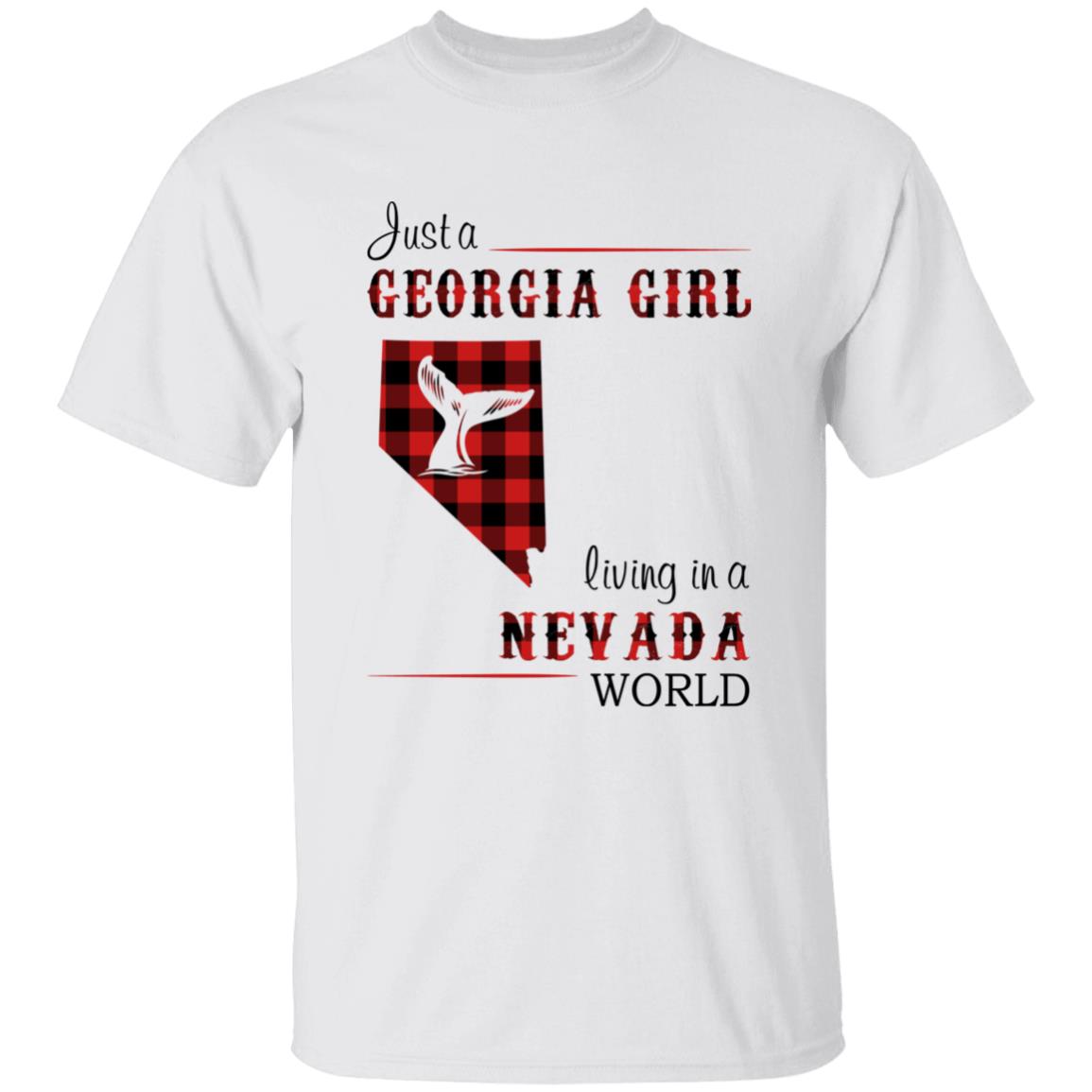 Just A Georgia Girl Living In A Nevada World T-shirt - T-shirt Born Live Plaid Red Teezalo