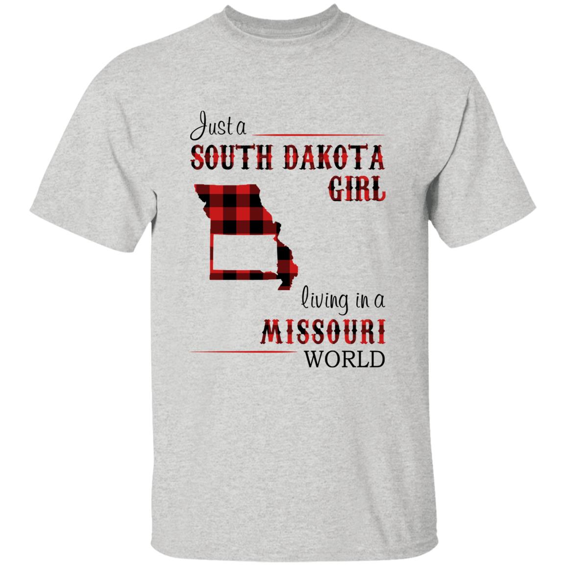 Just A South Dakota Girl Living In A Missouri World T-shirt - T-shirt Born Live Plaid Red Teezalo