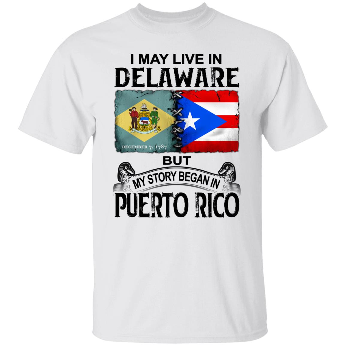 I Live In Delaware But My Story Began In Puerto Rico T Shirt - T-shirt Teezalo