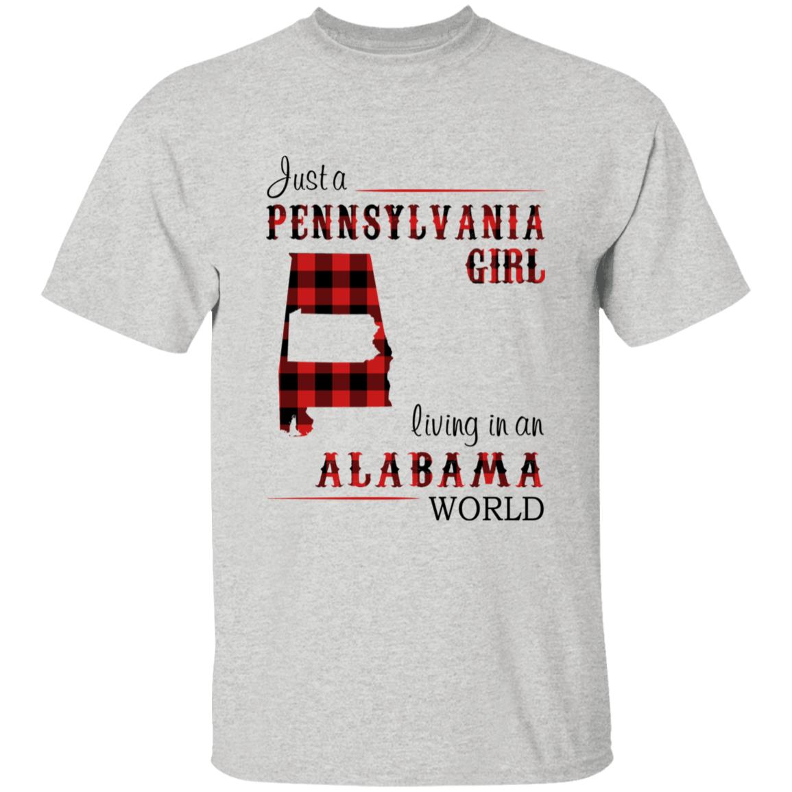 Just A Pennsylvania Girl Living In An Alabama World T-shirt - T-shirt Born Live Plaid Red Teezalo