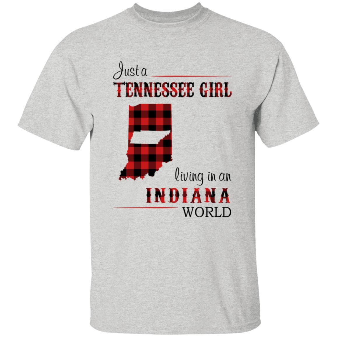 Just A Tennessee Girl Living In An Indiana World T-shirt - T-shirt Born Live Plaid Red Teezalo