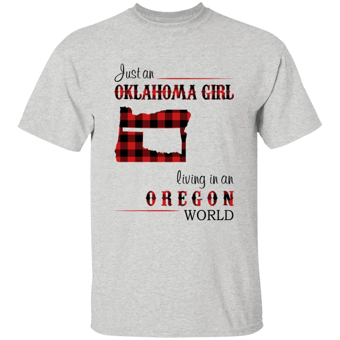 Just An Oklahoma Girl Living In An Oregon World T-shirt - T-shirt Born Live Plaid Red Teezalo