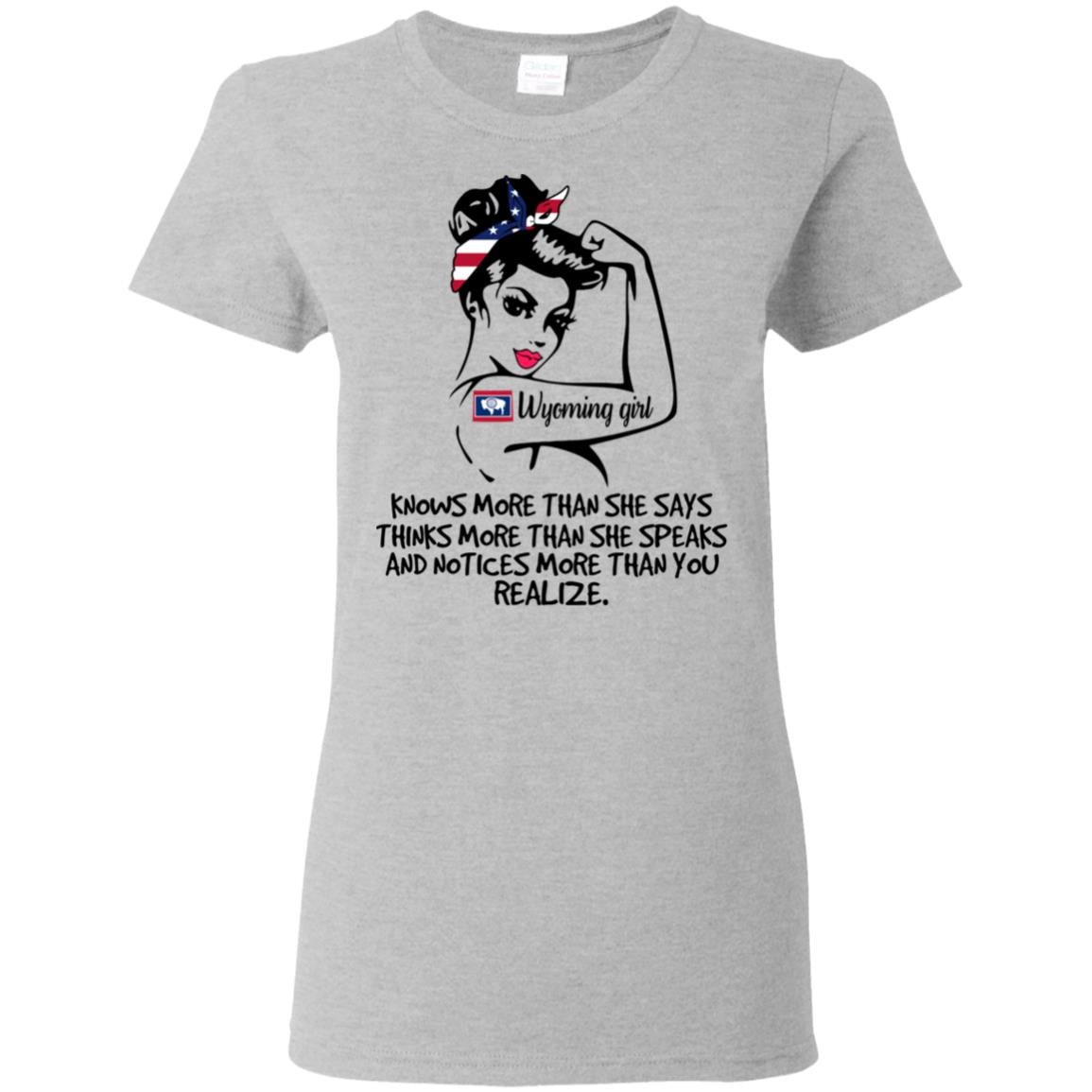 Wyoming Girl Knows More Than She Says T-Shirt - T-shirt Teezalo