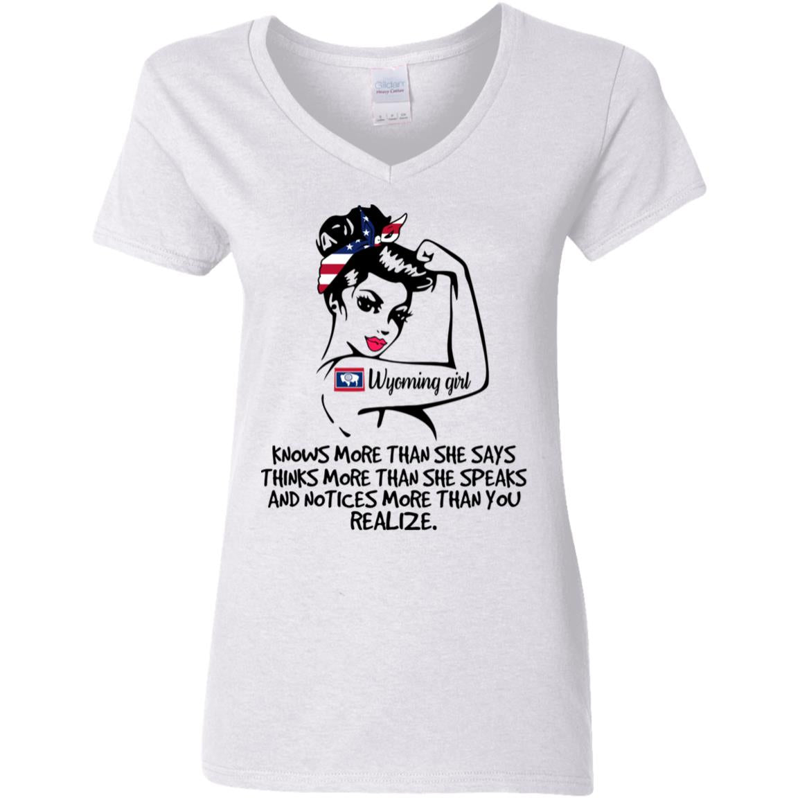 Wyoming Girl Knows More Than She Says T-Shirt - T-shirt Teezalo