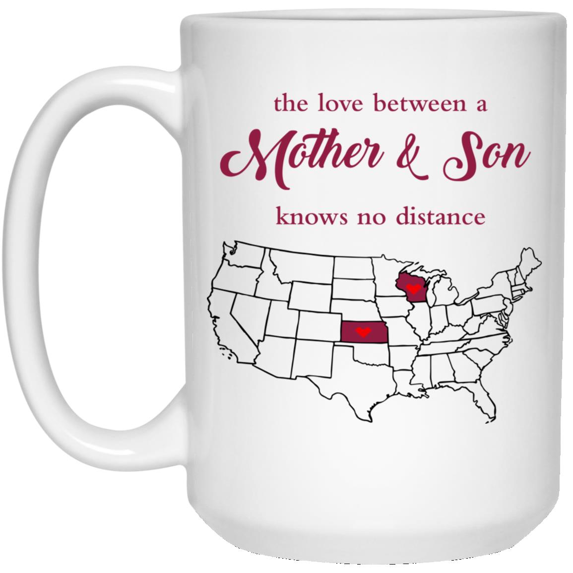 Kansas Wisconsin The Love Between Mother And Son Mug - Mug Teezalo