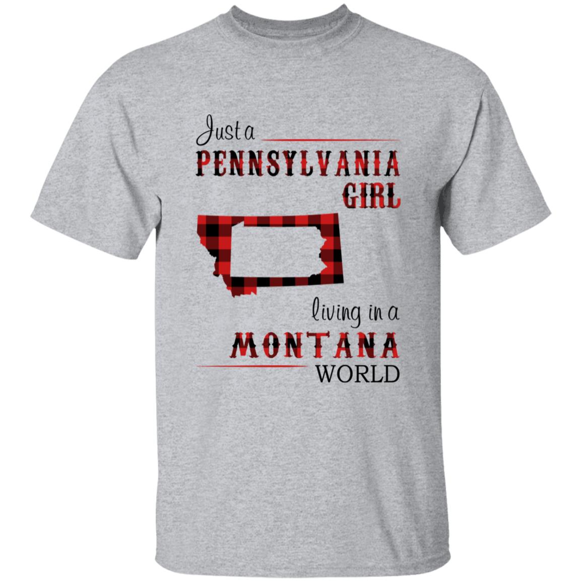 Just A Pennsylvania Girl Living In A Montana World T-shirt - T-shirt Born Live Plaid Red Teezalo