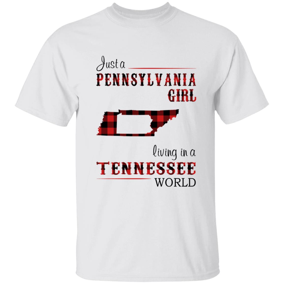 Just A Pennsylvania Girl Living In A Tennessee World T-shirt - T-shirt Born Live Plaid Red Teezalo