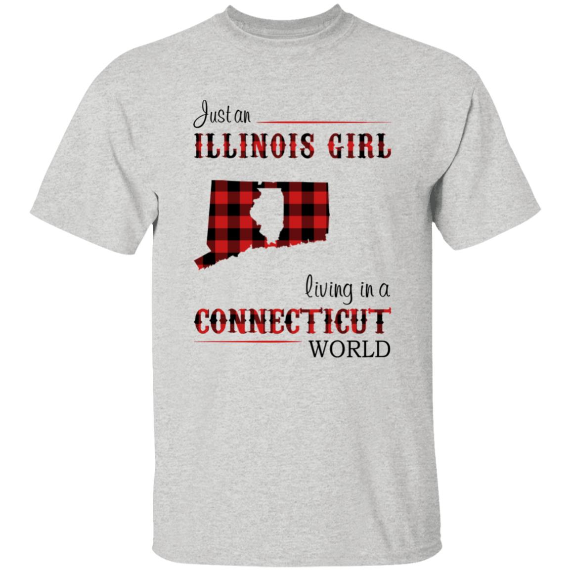 Just An Illinois Girl Living In A Connecticut World T-shirt - T-shirt Born Live Plaid Red Teezalo