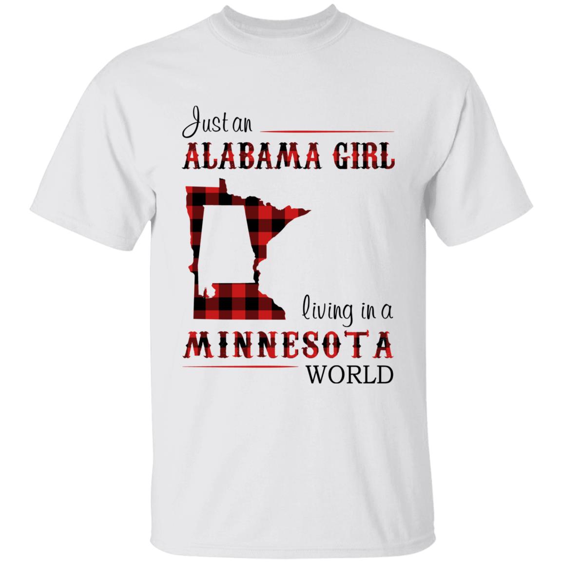 Just An Alabama Girl Living In A Minnesota World T-shirt - T-shirt Born Live Plaid Red Teezalo