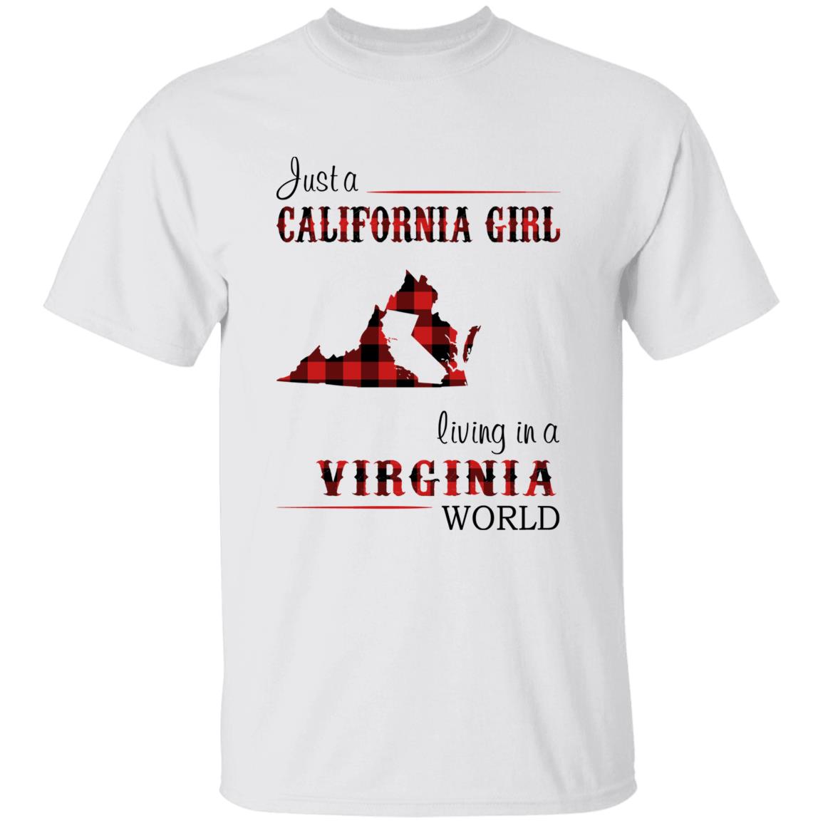 Just A California Girl Living In A Virginia World T-Shirt - T-shirt Born Live Plaid Red Teezalo