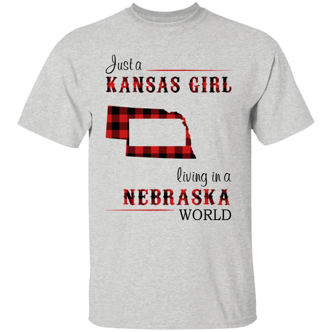 Just A Kansas Girl Living In A Nebraska World T-shirt - T-shirt Born Live Plaid Red Teezalo