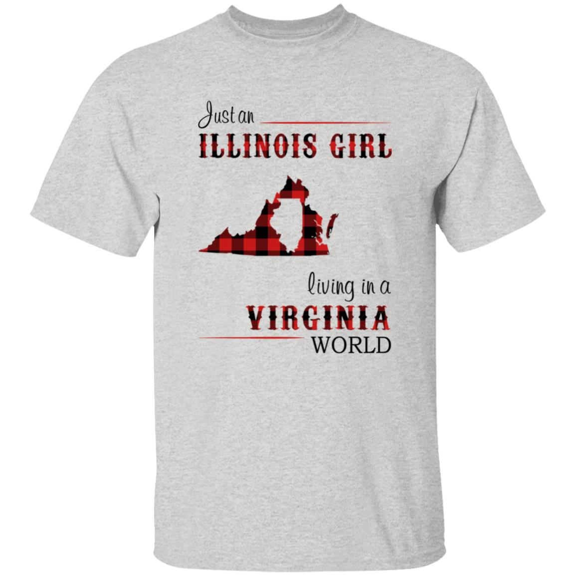 Just An Illinois Girl Living In A Virginia World T-shirt - T-shirt Born Live Plaid Red Teezalo