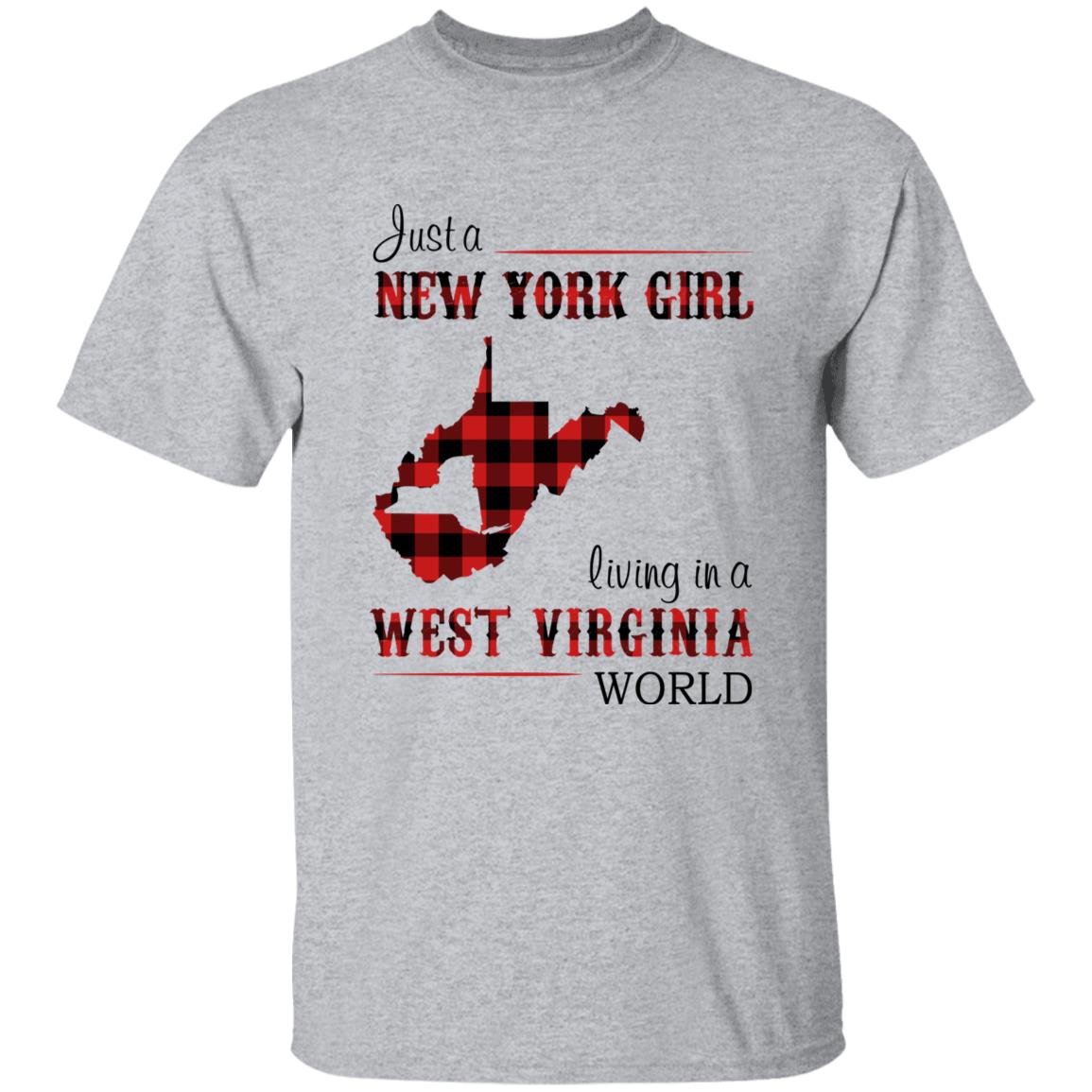 Just A New York Girl Living In A West Virginia World T-shirt - T-shirt Born Live Plaid Red Teezalo