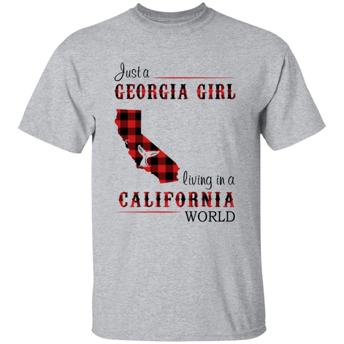 Just A Georgia Girl Living In A California World T-shirt - T-shirt Born Live Plaid Red Teezalo