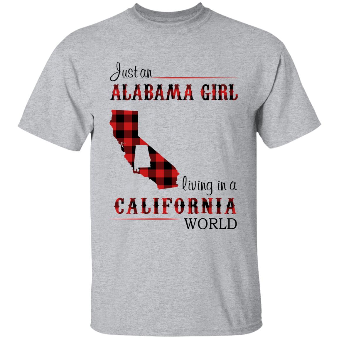 Just An Alabama  Girl Living In A California World T-shirt - T-shirt Born Live Plaid Red Teezalo