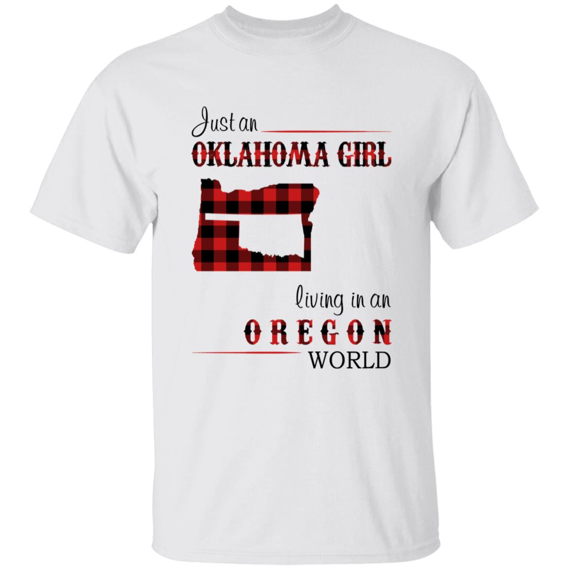 Just An Oklahoma Girl Living In An Oregon World T-shirt - T-shirt Born Live Plaid Red Teezalo