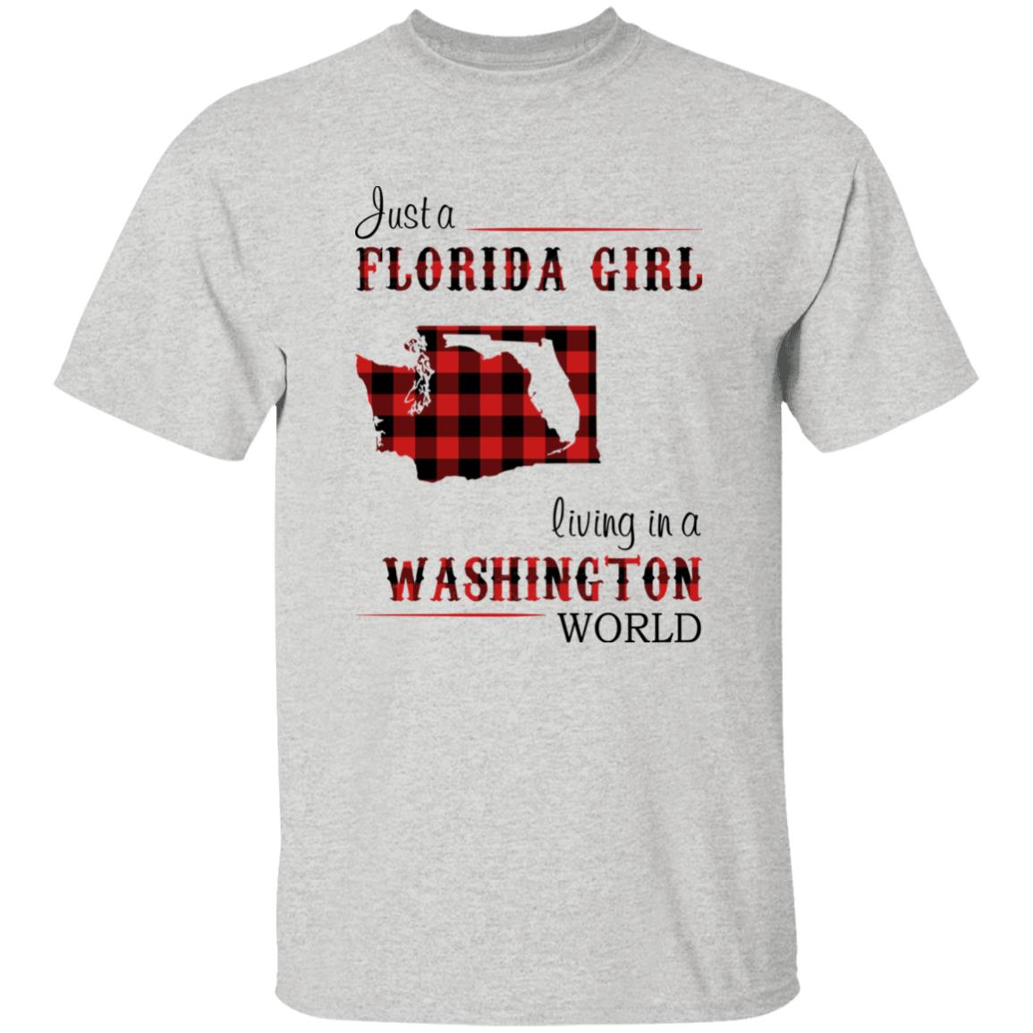 Just Florida Girl Living In A Washington World T-shirt - T-shirt Born Live Plaid Red Teezalo