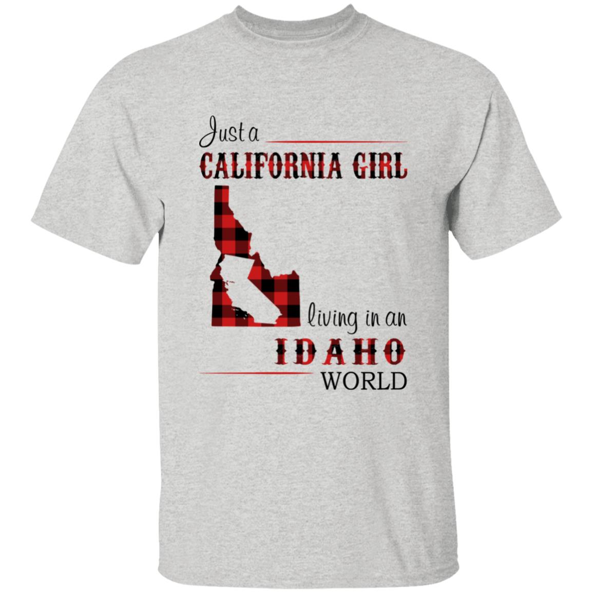 Just A California Girl Living In An Idaho World T-Shirt - T-shirt Born Live Plaid Red Teezalo