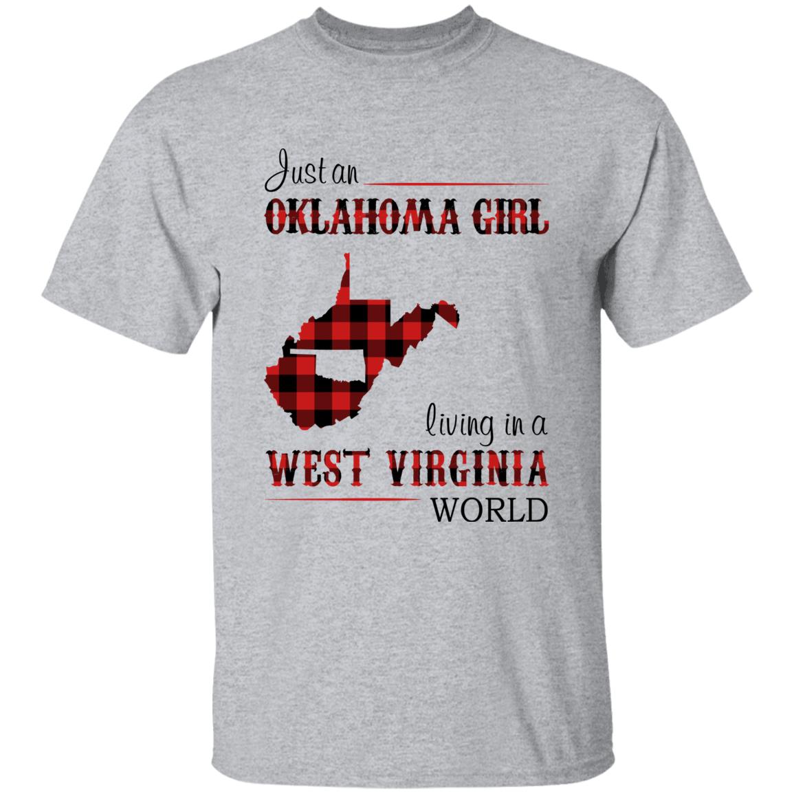 Just An Oklahoma Girl Living In A West Virginia World T-shirt - T-shirt Born Live Plaid Red Teezalo