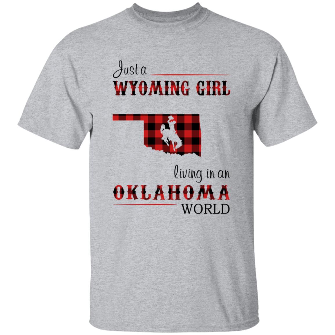 Just A Wyoming Girl Living In An Oklahoma World T-shirt - T-shirt Born Live Plaid Red Teezalo