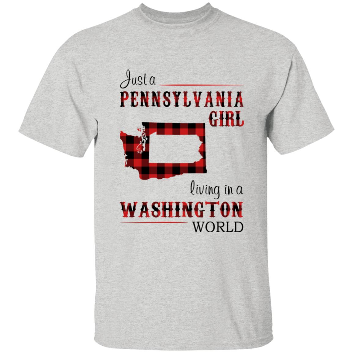 Just A Pennsylvania Girl Living In A Washington World T-shirt - T-shirt Born Live Plaid Red Teezalo