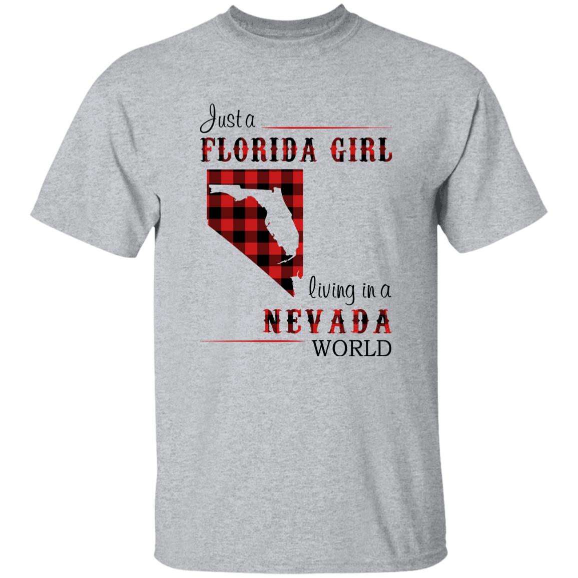 Just Florida Girl Living In A Nevada World T-shirt - T-shirt Born Live Plaid Red Teezalo