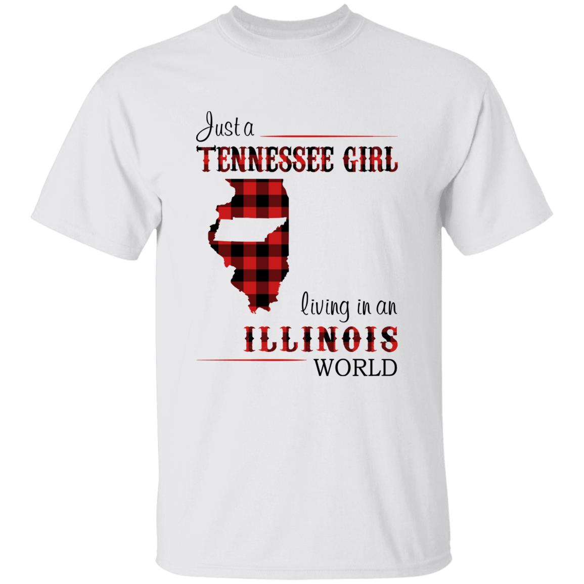 Just A Tennessee Girl Living In An Illinois World T-shirt - T-shirt Born Live Plaid Red Teezalo