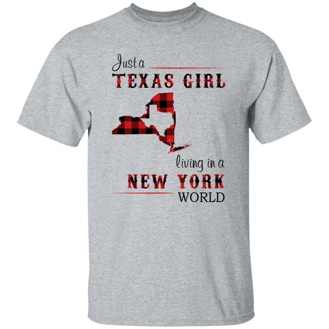 Just A Texas Girl Living In A New York World T-shirt - T-shirt Born Live Plaid Red Teezalo