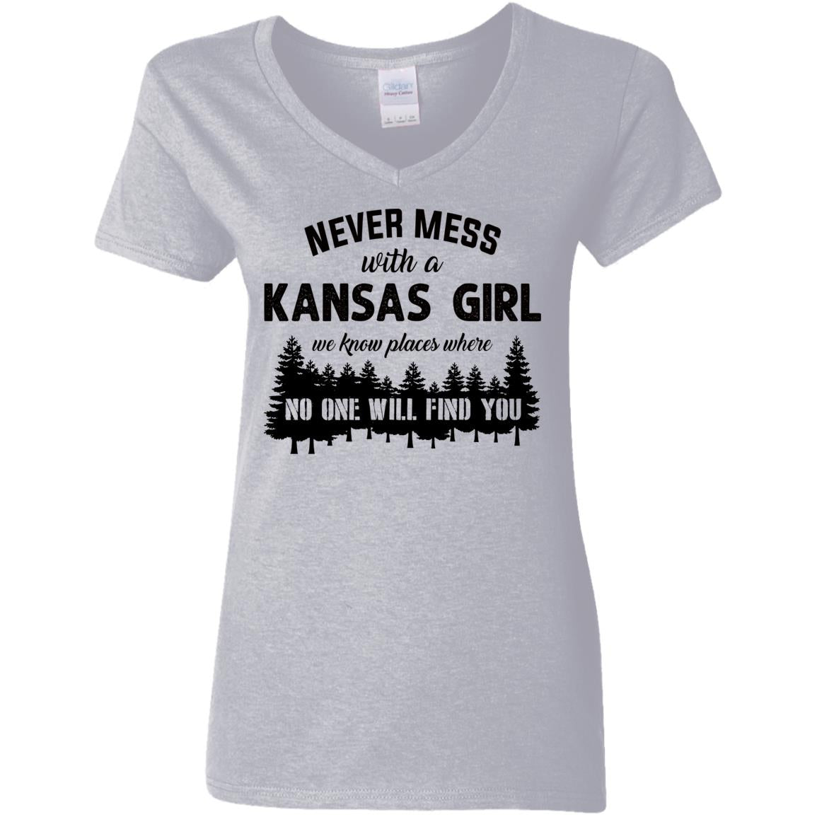 Never Mess With A Kansas Girl We Know Places T Shirt - T-shirt Teezalo