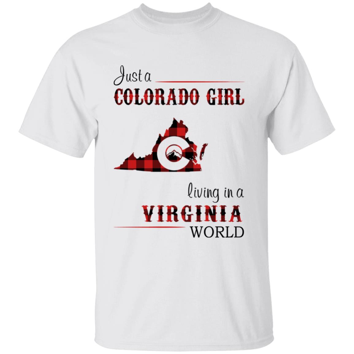 Just A Colorado Girl Living In A Virginia World T-shirt - T-shirt Born Live Plaid Red Teezalo