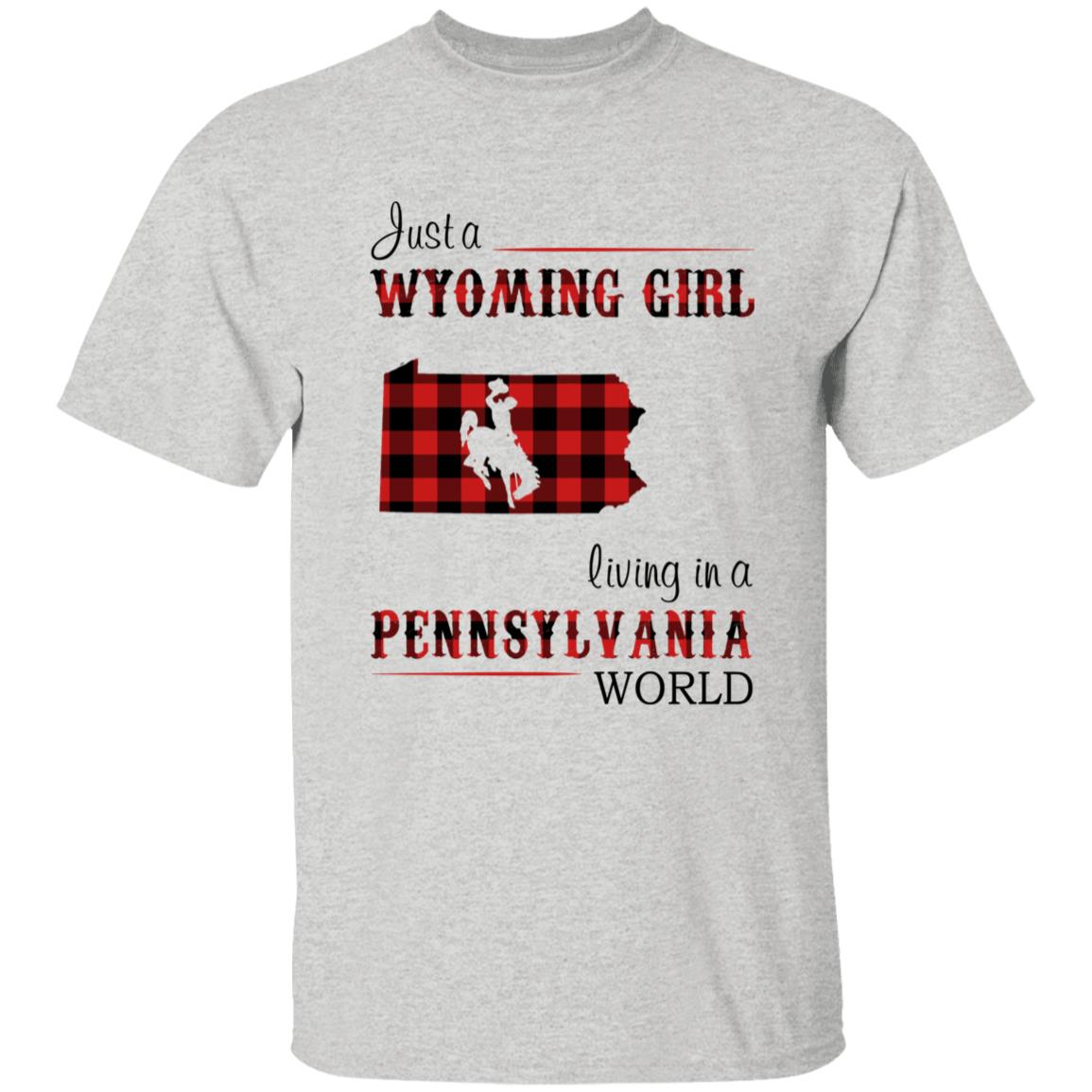 Just A Wyoming Girl Living In A Pennsylvania World T-shirt - T-shirt Born Live Plaid Red Teezalo