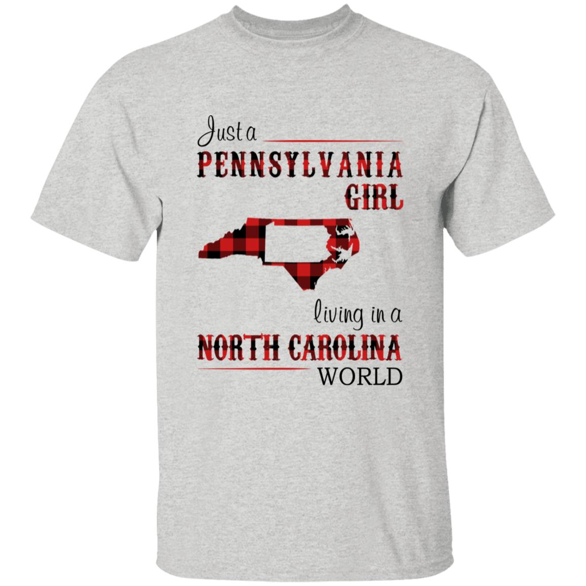 Just A Pennsylvania Girl Living In A North Carolina World T-shirt - T-shirt Born Live Plaid Red Teezalo