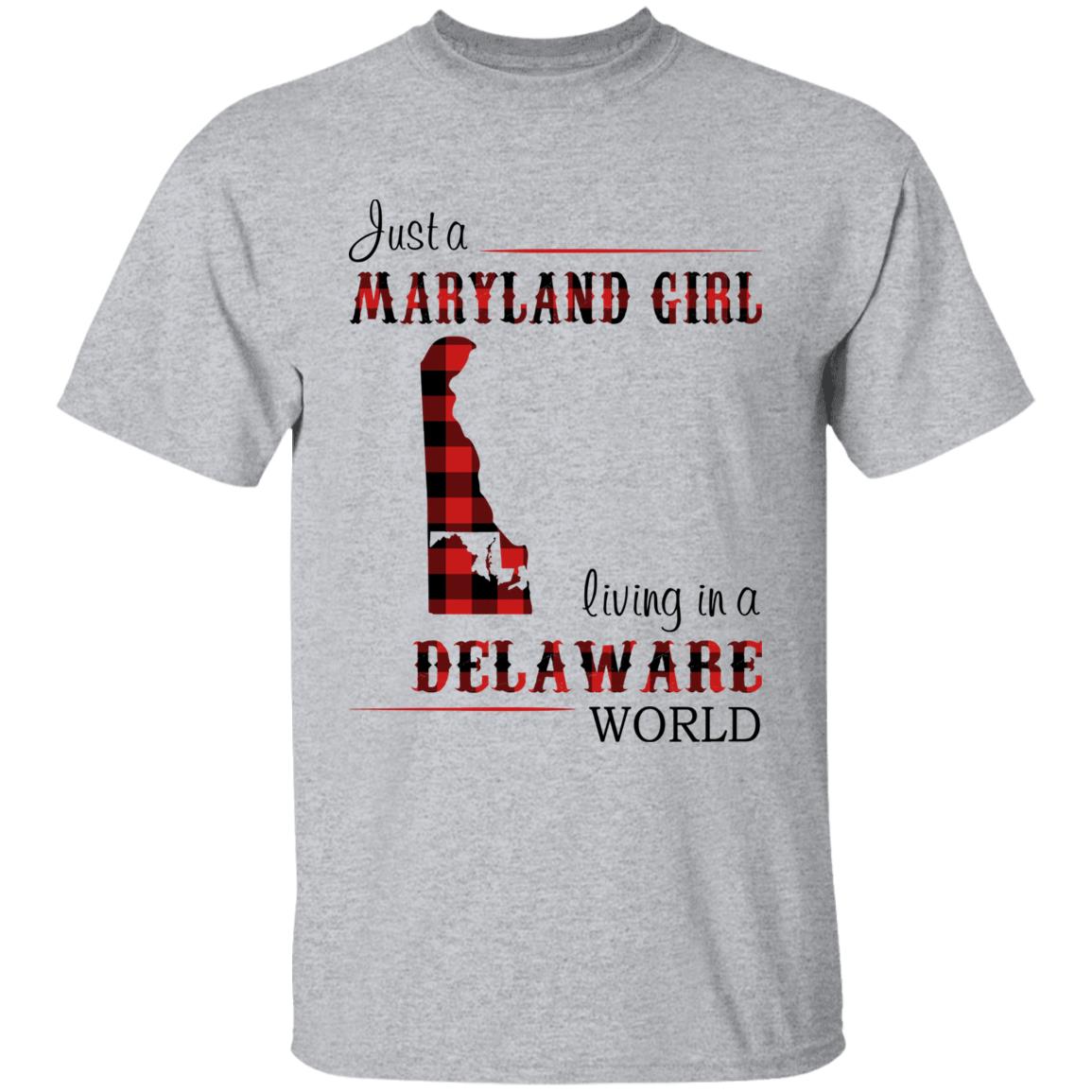 Just A Maryland Girl Living In A Delaware World T-shirt - T-shirt Born Live Plaid Red Teezalo