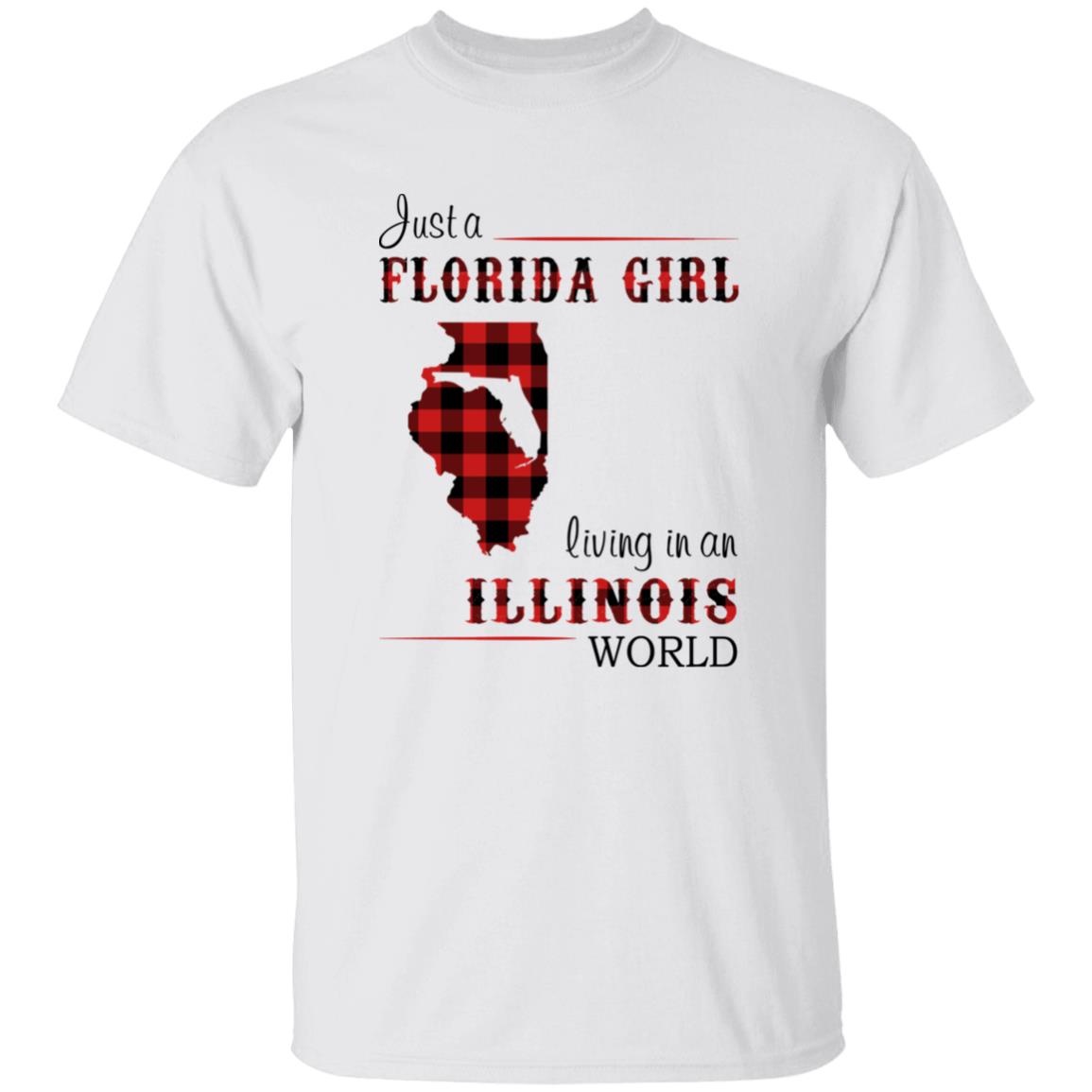 Just Florida Girl Living In An Illinois World T-shirt - T-shirt Born Live Plaid Red Teezalo