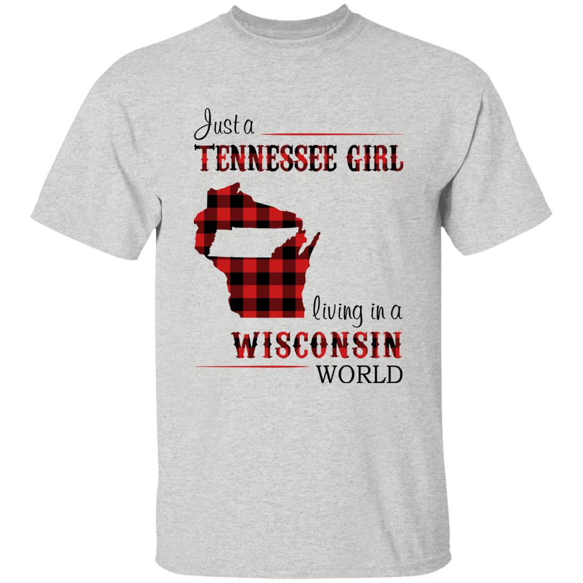 Just A Tennessee Girl Living In A Wisconsin World T-shirt - T-shirt Born Live Plaid Red Teezalo