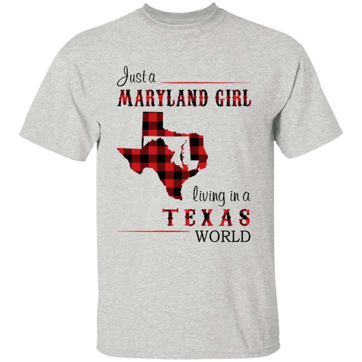 Just A Maryland Girl Living In A Texas World T-shirt - T-shirt Born Live Plaid Red Teezalo