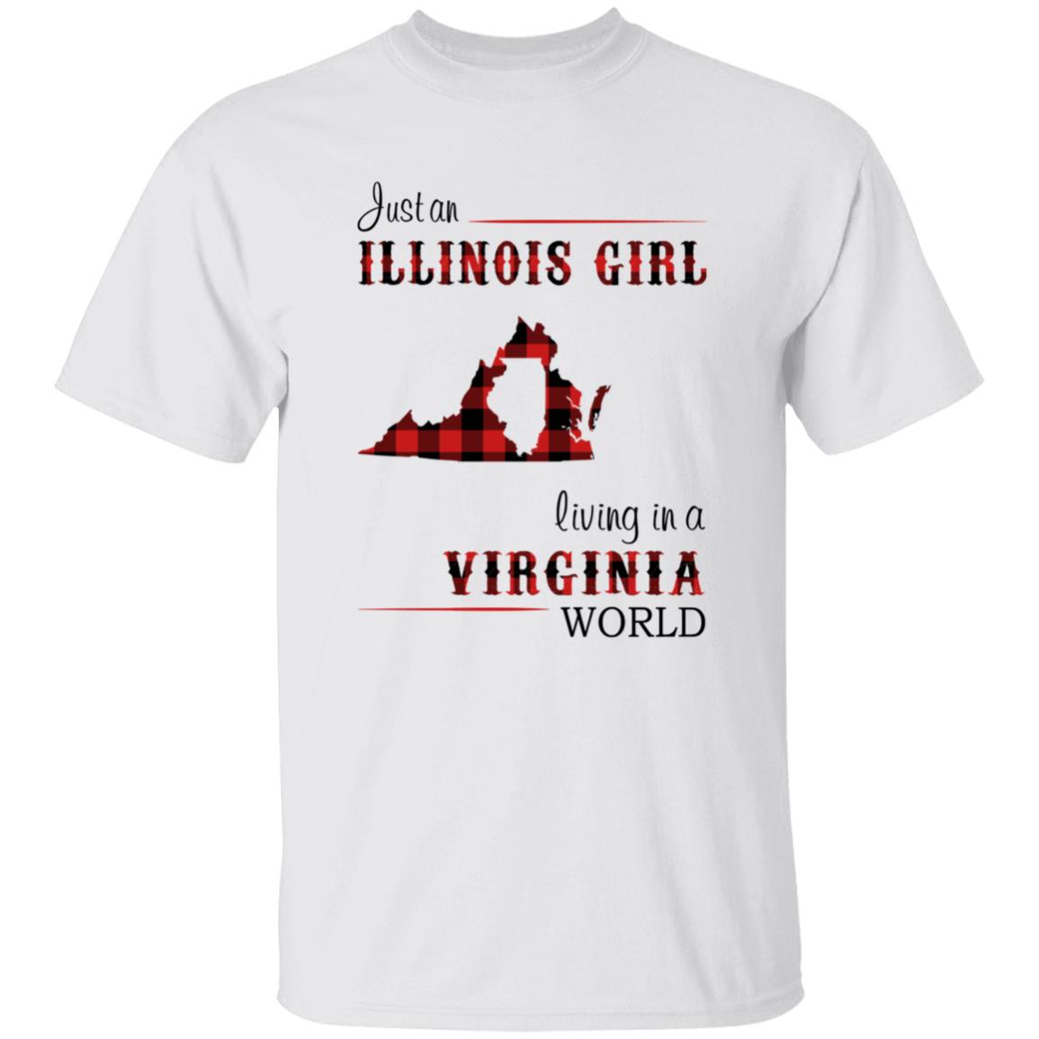 Just An Illinois Girl Living In A Virginia World T-shirt - T-shirt Born Live Plaid Red Teezalo