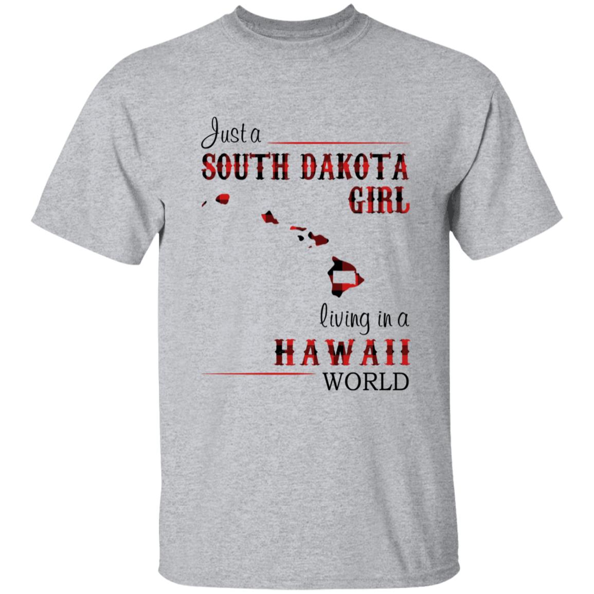 Just A South Dakota Girl Living In A Hawaii World T-shirt - T-shirt Born Live Plaid Red Teezalo