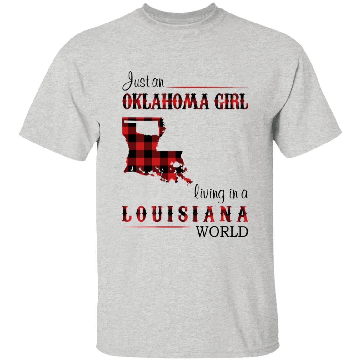 Just An Oklahoma Girl Living In A Louisiana World T-shirt - T-shirt Born Live Plaid Red Teezalo