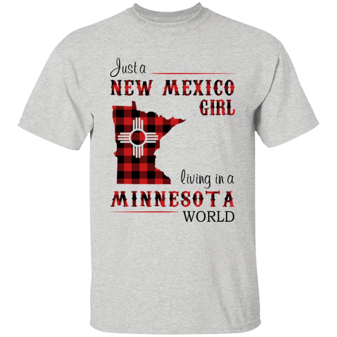 Just A New Mexico Girl Living In A Minnesota World T-shirt - T-shirt Born Live Plaid Red Teezalo