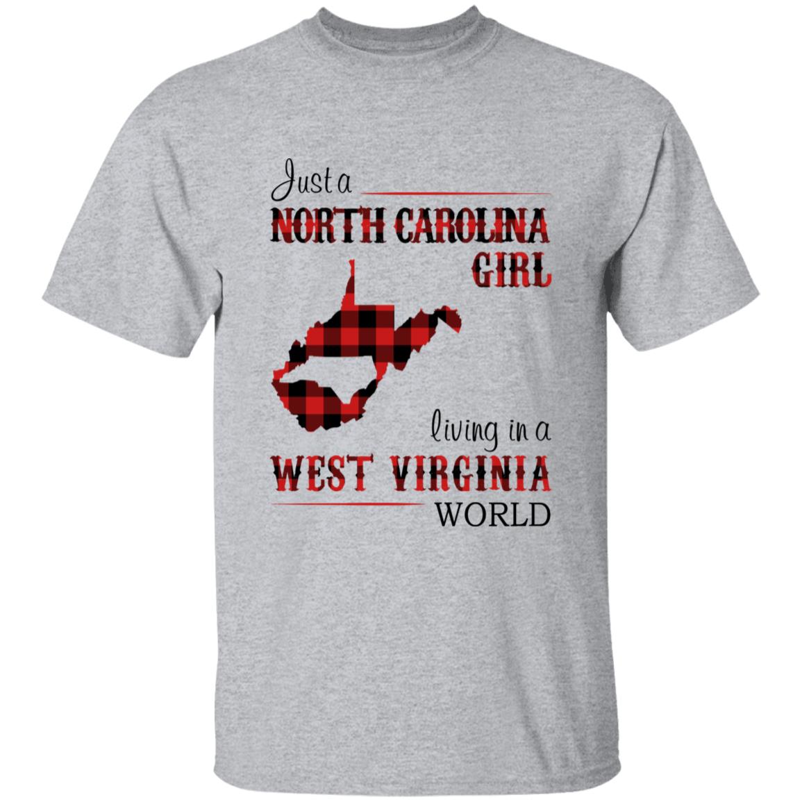 Just A North Carolina Girl Living In A West Virginia World T-shirt - T-shirt Born Live Plaid Red Teezalo
